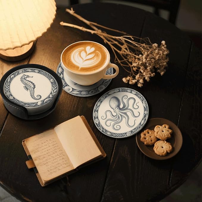 6 Pcs Nautical Ocean Drink Coasters
