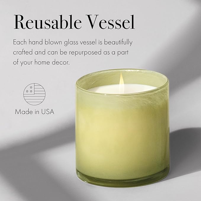 LAFCO New York Classic Candle, Wild Honeysuckle - 6.5 oz - 50-Hour Burn Time - Reusable, Hand Blown Glass Vessel - Made in The USA