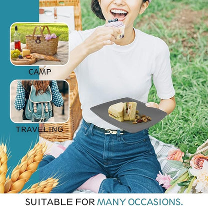 Teivio 16-piece Plastic Wheat Straw Square Dinnerware Set