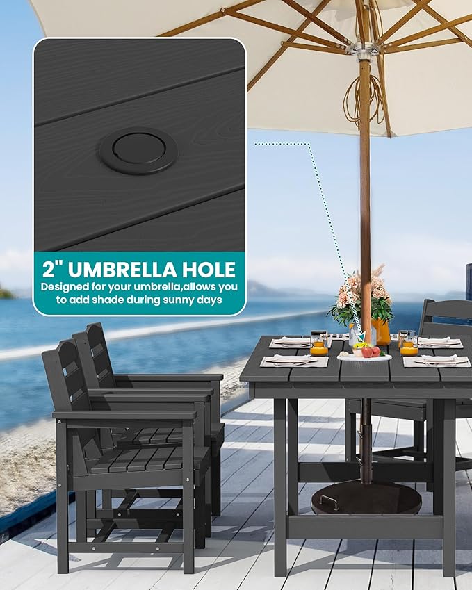 SERWALL Patio Dining Sets for 10 Person, HDPE Dining Set