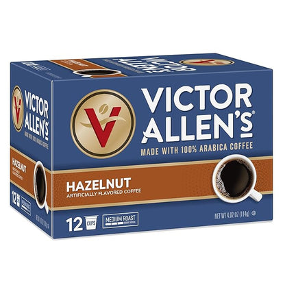 Victor Allen's Coffee Hazelnut Flavored, Medium Roast, 2 Pack - 12 Count, Single Serve Coffee Pods for Keurig K-Cup Brewers