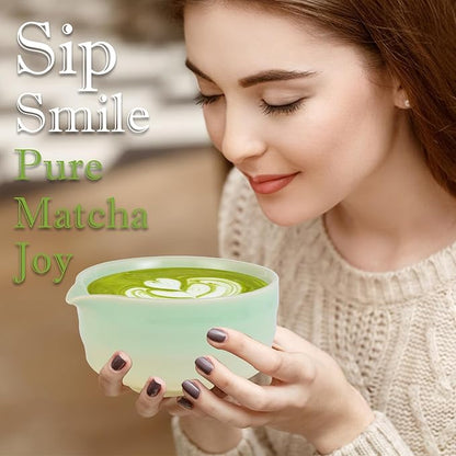 Matcha Whisk Set, 5pcs Japanese Ceremony Matcha Tea Kit Includes Ceramic Matcha Bowl with Spout, Bamboo Whisk & Holder, Traditional Scoop, Stainless Sifter, Gift for Matcha Lovers Beginner