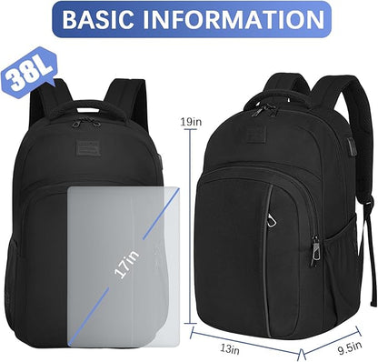 LARIPOP Extra Large Backpack,17.3 Inch Business Laptop backpack for Men Women with USB Charging Port,Water-Resistant Laptopack Weekender Daypack for Work College Computer