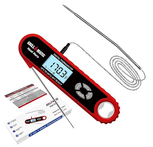 Heat Hero Digital Instant Read Meat Thermometer for Cooking and Baking with Backlight, Hold Function & Magnet for Kitchen, Beef, Grill, BBQ, Candy and Turkey