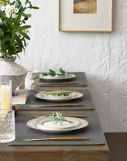 Leetaltree Reversible Faux Leather Placemats Set of 6, 12x17 Inch –