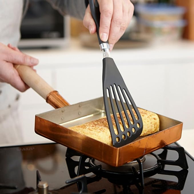 Seki Japan Left Handed Spatula Egg Flipper Fish Spatula Cookware - Slotted Turner Egg Flipper Utensils 12” for Left Handed Gifts