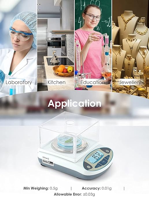 CGOLDENWALL Precision Lab Scale 1000g X 0.01g Digital Analytical Balance Laboratory Balance Jewelry Scale Scientific Scale 0.01g Accuracy 110V (1000g, 0.01g)