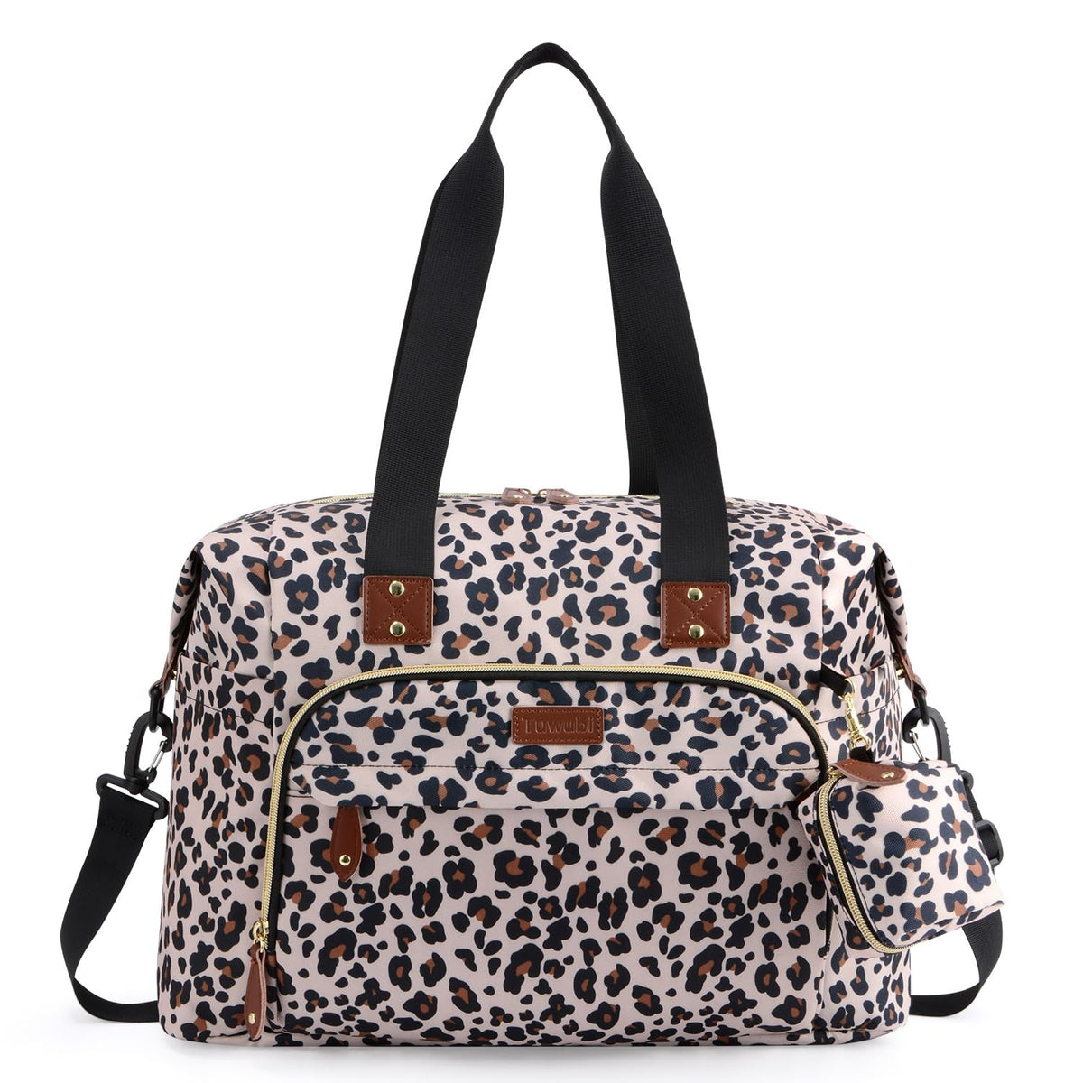 Tuwubi Diaper Bag Tote,Baby Diaper Bag with Pacifier Case Large Travel Diaper Tote Caddy for Mom and Dad Multifunction Large Baby Bag - Leopard Print