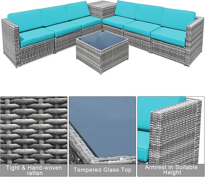 Tangkula 8 Pieces Wicker Patio Furniture Set