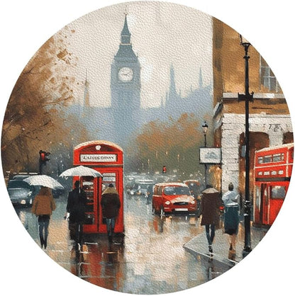 4Pcs Leather Coaster for Drinks London Impression Cup Coasters Aesthetic Drink