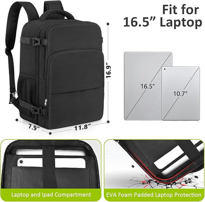Travel Backpack for Women Men,Travel Laptop Backpack w/USB Charging Port, Waterproof Travel Backpack Carry On Flight Approved,Weekender Business Hiking Bag,Laptop Backpack 17 inch