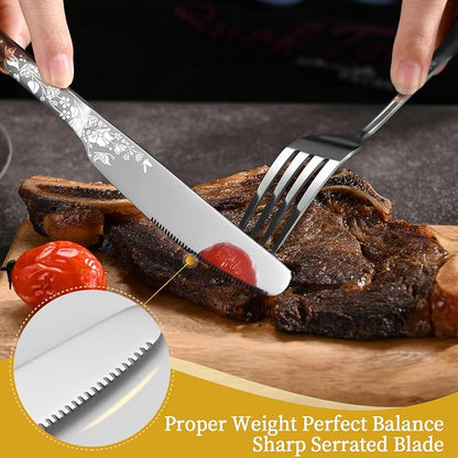40 Piece Silverware Set, Stainless Steel Flatware Cutlery Set Service