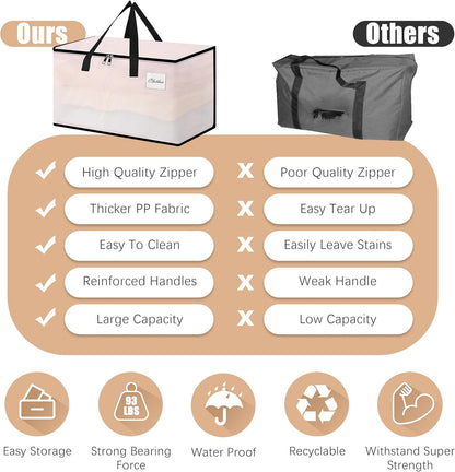 Heavy Duty Moving Bags - Extra Large Packing Bags and Storage Totes, Collapsible and Foldable Option for Moving and Storage, Clear, 93 L - 18 Pack