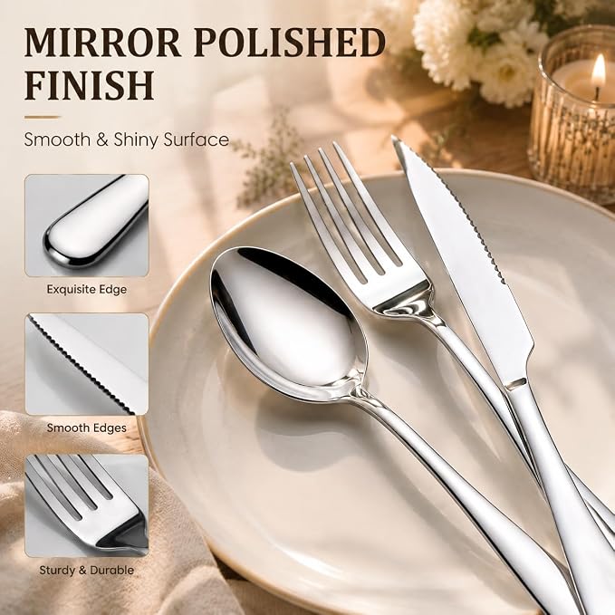 48-Piece Silverware Set with Steak Knives