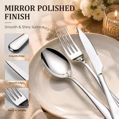 48-Piece Silverware Set with Steak Knives