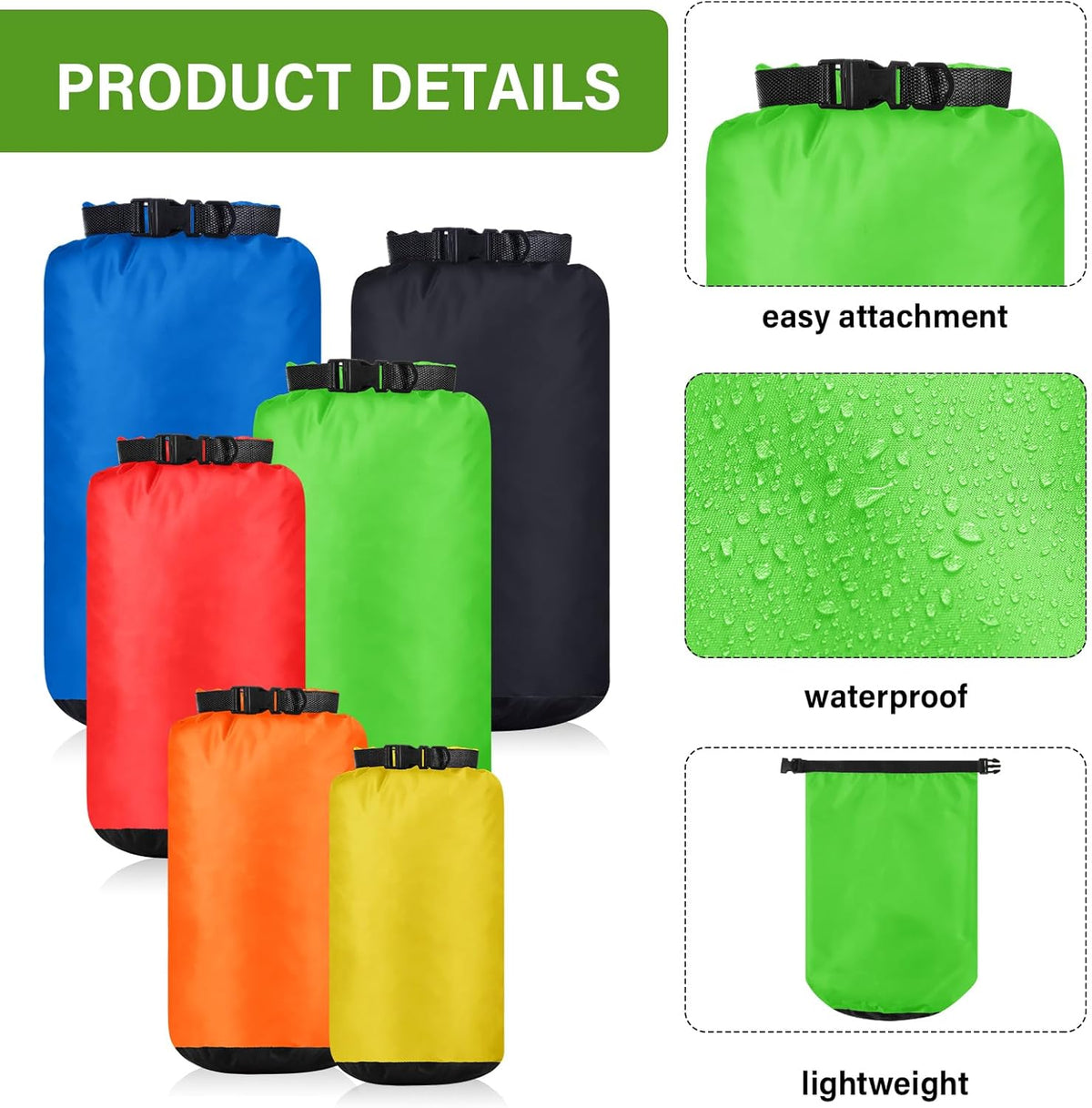 6 Pcs Waterproof Dry Bag Sack Lightweight Outdoor Dry Bags 35 L, 20 L, 15 L, 10 L, 5 L, 3 L Waterproof Boat Bag for Kayaking, Backpacking, Hiking, Camping Rafting(Bright Color)