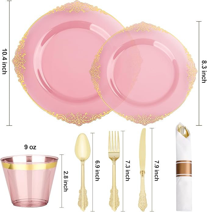 Bestluck 700PCS Burgundy Disposable Dinnerware