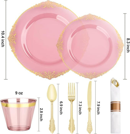 Bestluck 700PCS Burgundy Disposable Dinnerware