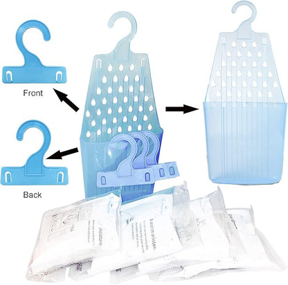 Moisture Absorber Packets with Plastic Case & Hook, Odor Eliminator, Leak Proof, Fragrance Free, Humidity Packs, Hanging Closet Dehumidifier Bags, Moisture Absorber (4 Packs)