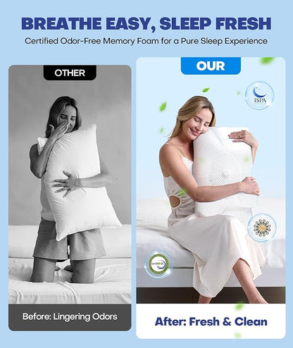 Emircey Clinical-Level Relief Cervical Neck Pillow for Sleeping, Orthopedic Contour Memory Foam Pillow for Side Sleepers, Cooling Pillow for Neck Relief, Ergonomic for Back and Stomach Sleepers