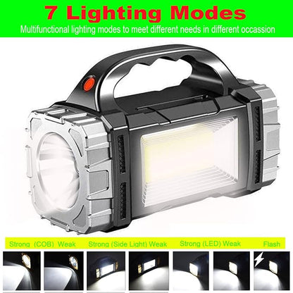 SUYOOULIN Solar Rechargeable LED Soptlight Flashlight, Super Bright 7000LM