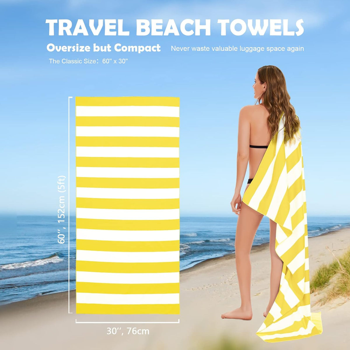 Your Choice Microfiber Quick Dry Sand-Free Beach Towel for Adults & Kids (67x35 Inch, 60x30 Inch) - Oversized, Compact, Lightweight, Absorben