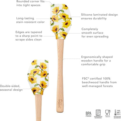 Tovolo Spatulart ‘Sunflower’ Silicone Spatula with Wood Handle – BPA Free, Heat-Resistant, Ideal for Baking, Mixing & Meal Prep