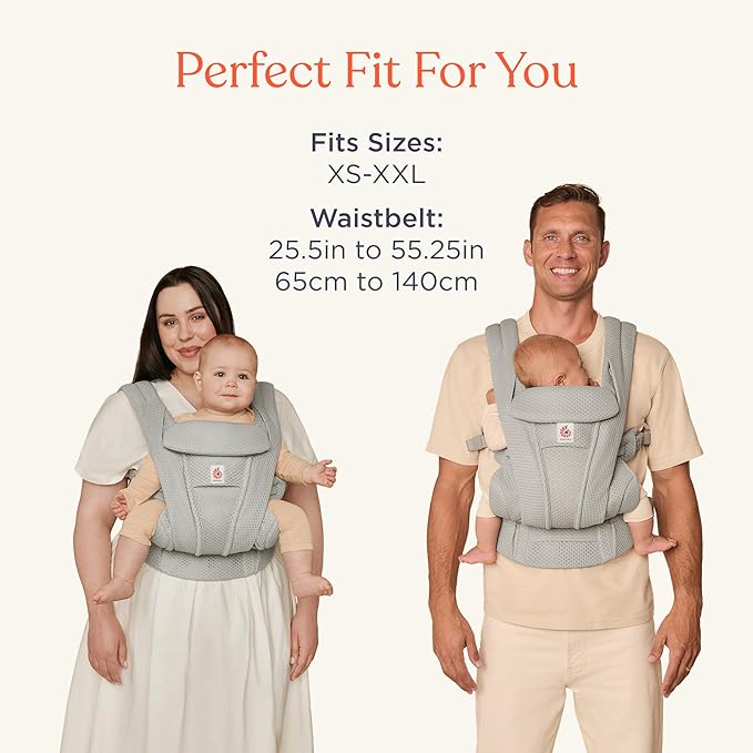 Ergobaby Omni Deluxe Baby Carrier Newborn to Toddler - Breathable Baby Carriers for Summer - All-Position Carrier with Enhanced Lumbar Support & Airflow (7-45 Pounds), Natural Linen
