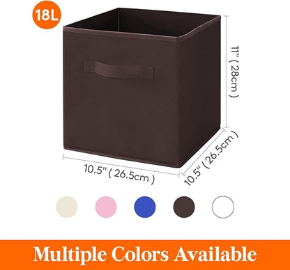Lifewit 12 Packs Storage Cubes, 11 Inch Cube Storage Bins, Foldable Decorative Fabric Storage Baskets for Organizing Home Organizers with Handles for Shelves, Closet, Brown