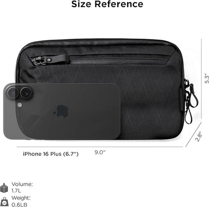 ALPAKA Elements Tech Case Mini X-Pac VX42 Black - Keeps You Clutter-Free - Sling Bag with Adjustable Strap, Weatherproof Fabric Fits Electronic Accessories, EDC Tech Organizer for Travel
