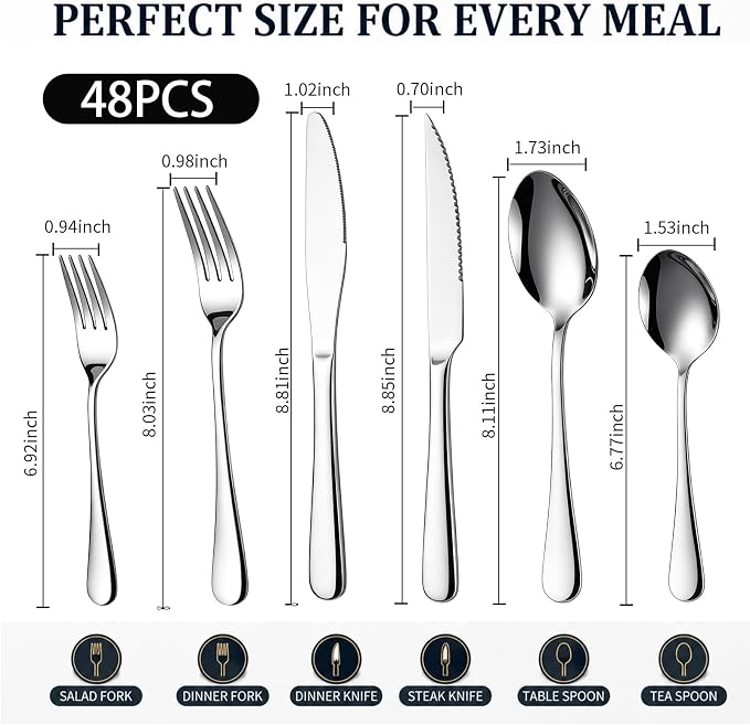 48-Piece Silverware Set with Steak Knives