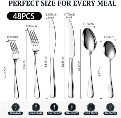 48-Piece Silverware Set with Steak Knives