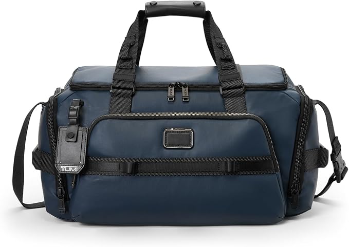 TUMI - Alpha Bravo Mason Duffel - Men's Weekender, Gym and Overnight Travel Bag - Fits Up To 15" Laptop - 11.0" X 19.5" X 10.3" - Navy Coated Canvas