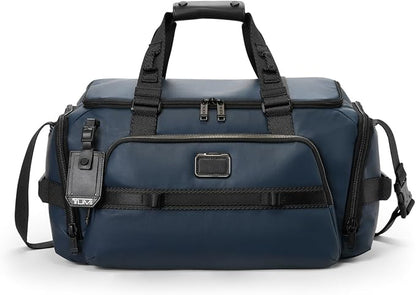 TUMI - Alpha Bravo Mason Duffel - Men's Weekender, Gym and Overnight Travel Bag - Fits Up To 15" Laptop - 11.0" X 19.5" X 10.3" - Navy Coated Canvas