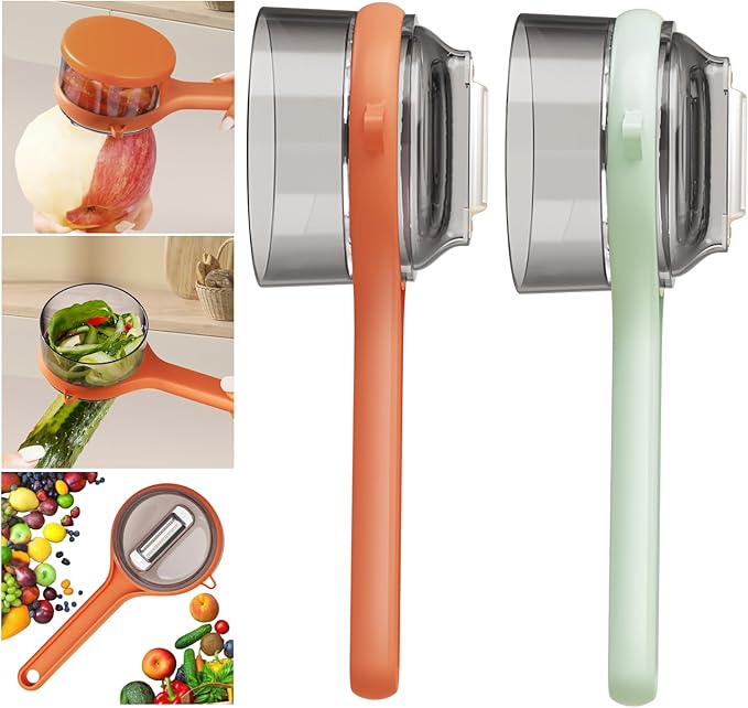 Peeling Knife With Storage Box, Fruit And Vegetable Peeler With Container, Double-Sided Stainless Steel Multi-Function Peeler For Home Kitchen (C-2pcs Mix)