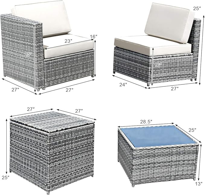 Tangkula 8 Pieces Wicker Patio Furniture Set