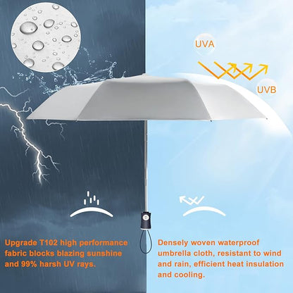 Cuby UV Sun Umbrella Compact Folding Umbrella lightweight Portable Manual Travel Umbrella for Rainproof & 99% UV Protection with Black Anti-UV Coating