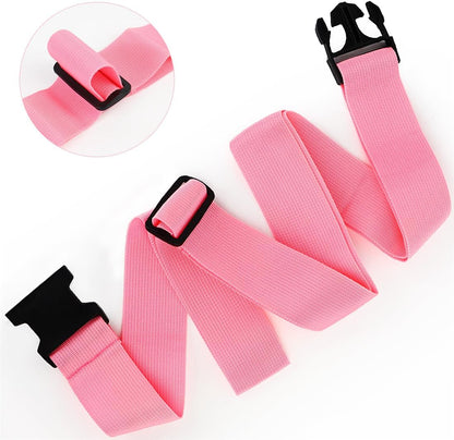 4Pack Luggage Straps for Suitcases, Travel Connector for Carry On Bag, Add Bag to Connect Two Suitcases, Adjustable Belt Attachment Accessories for Connect Your 3 Luggages, Pink