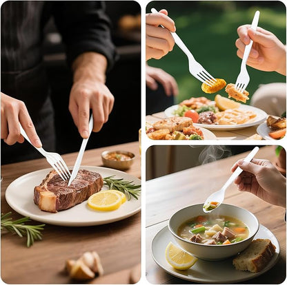 Heavy Duty Compostable Forks (300Pack), Eco-Friendly Heavyweight No-Plastic Fork - 100% Disposable Forks Cornstarch Flatware for Lounge Party Wedding BBQ Picnic Camping