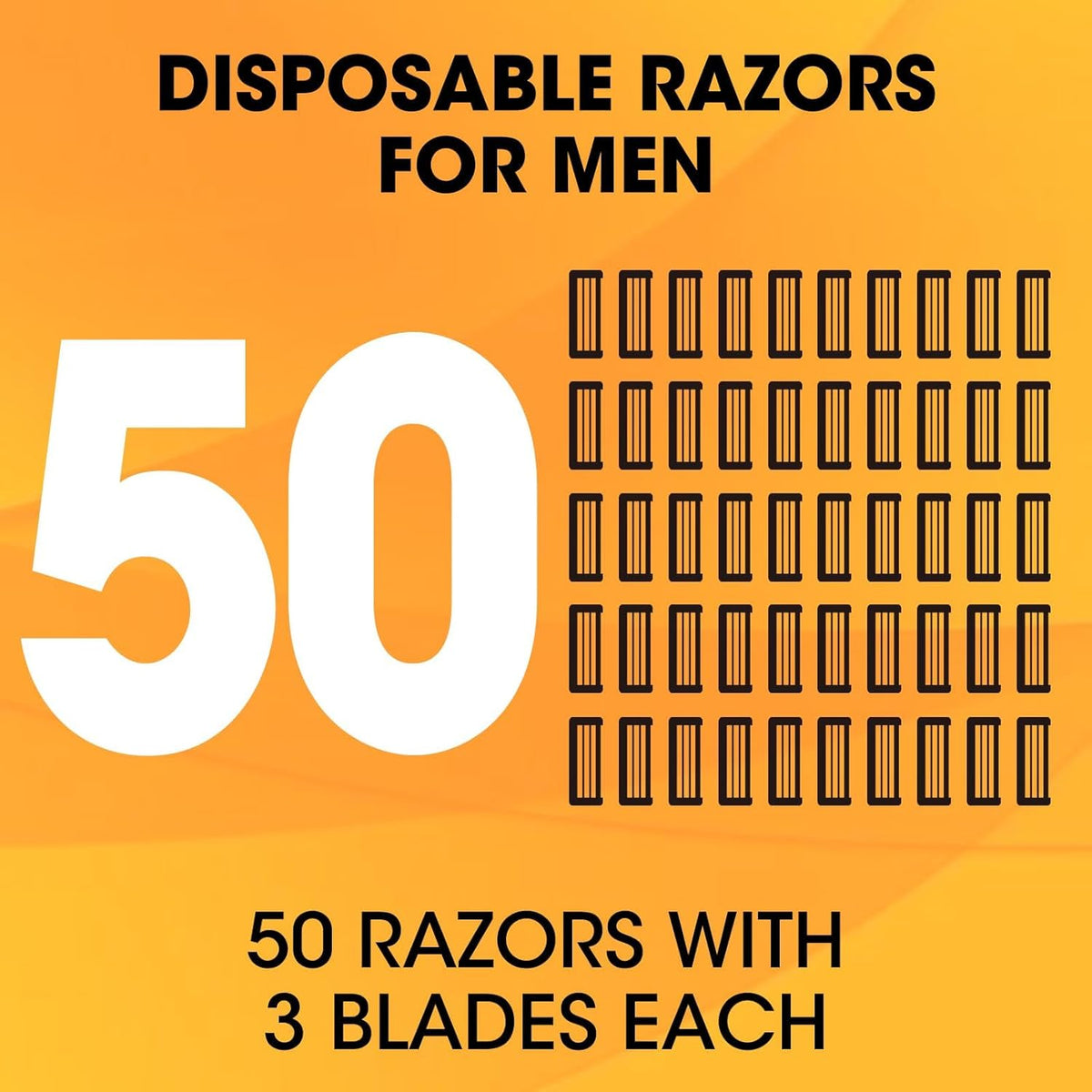 CXYARY 50 Pcs 3 Blade Disposable Razors With Clear Safety Cap, Shaving Razors Bulk for Men &Women, Stainless Steel Blade, Multipurpose Portable Shave Razor for Bathing Hotel Travel, Black