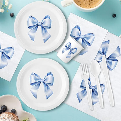 Sieral 144 Pcs Blue Bow Party Supplies Coquette Cute Supplies Bachelorette