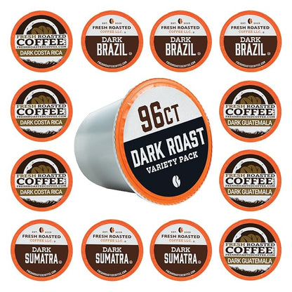 Fresh Roasted Coffee, Dark Roast Variety Pack, K-Cup Compatible, 96 Pods