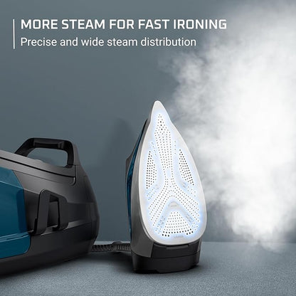 Rowenta Steam Station, Stainless Steel Soleplate, Professional Iron Steamer for Clothes, 1.1L Removable Tank, Fast Heat Up, 1800 Watts, Blue Clothes Iron, DG8624