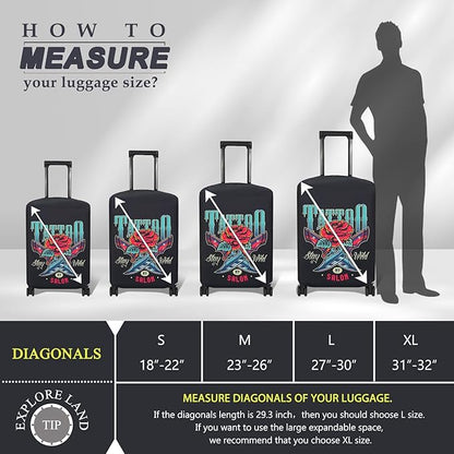 Explore Land Travel Luggage Cover Suitcase Protector Fits 31-32 Inch Case (Blade Rose, XL)