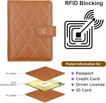 Melsbrinna Rfid Passport Holder for Travel women/Men, Cute Passport Wallet Rfid Blocking Card Slots, Rfid Passport Cover/CaseTravel Wallet, Passport Book Holder (1, LG BROWN)