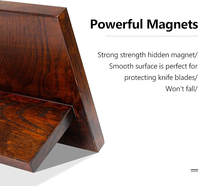 WILDMOK Magnetic Knife Block - Home Kitchen Multifunctional Magnets Knife Holder without Knives, Ash Wood Magnetic Knife Holder for Kitchen Counter - 13.3 x 9.3 Inches