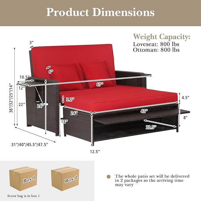 Tangkula Patio Rattan Daybed