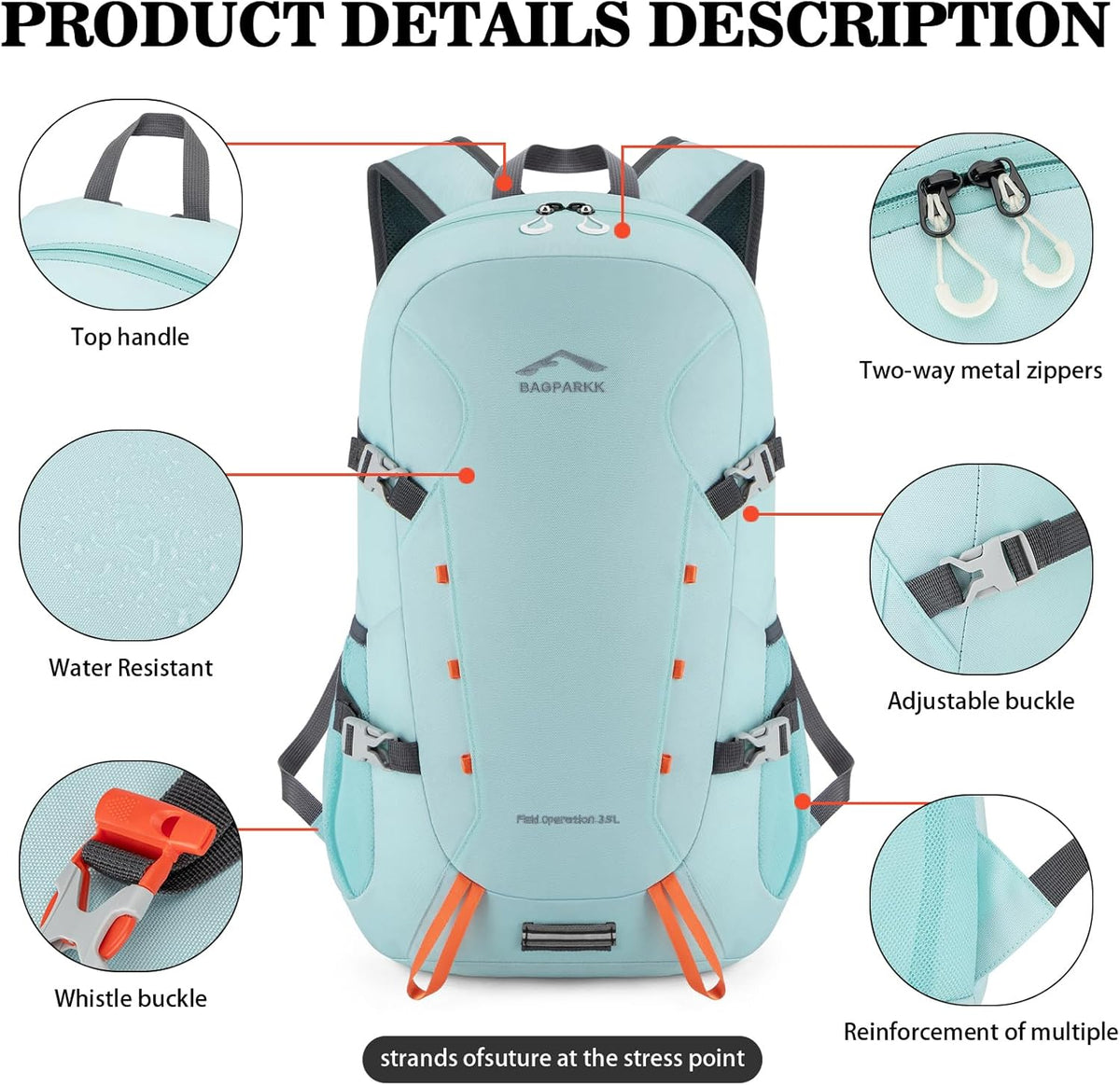 Hiking Backpack,Large 35L Travel Backpacks for Men Women,Water Resistant Ultra Lightweight Foldable Packable Camping Daypack for Outdoor Sports