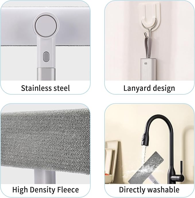 Window Screen Cleaner 2 in 1，mesh Screen Cleaner Brush Washing Equipment，Cleaning Tools for Porch Screens and Pet Hair Cleaner ，Wet and Dry Dual-Use Window Sill Cleaner Tool