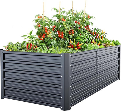 Ohuhu 6x3x1.9FT Metal Raised Garden Bed Outdoor, Reinforced Galvanized Steel
